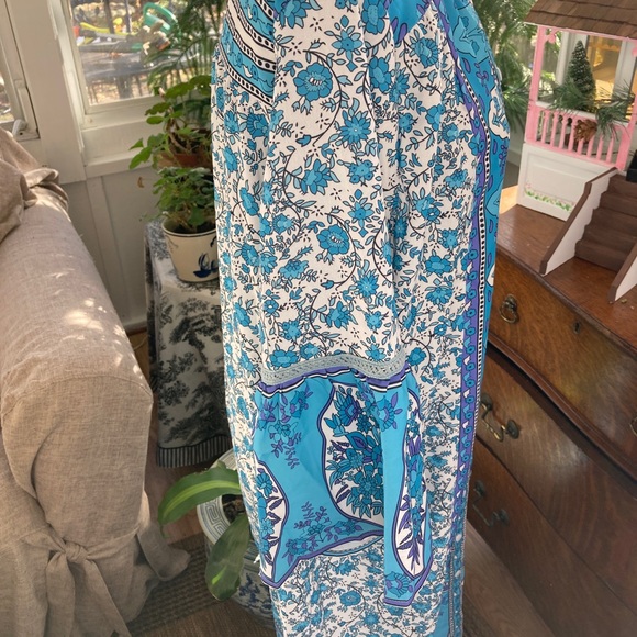 Caftan Muu Muu Long House Dress Blue Spandex sz XL - Picture 4 of 13
